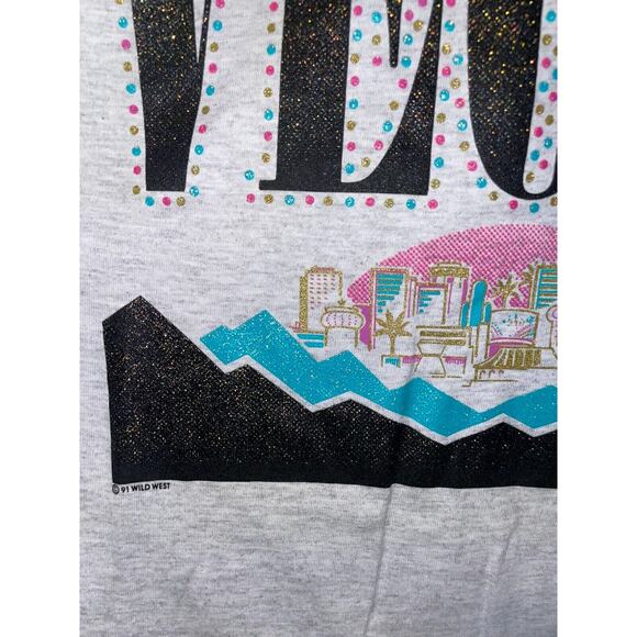 Vintage Las Vegas Shirt Signal Sports Tee 90s Neon Tourist Graphic Ringer Large - Picture 5 of 13